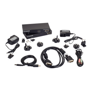 Black Box KVXLC-100-R2 KVM Extender Kit over CATx - Single-Head, DVI-D, USB 2.0, Audio, Serial, Local Video Out